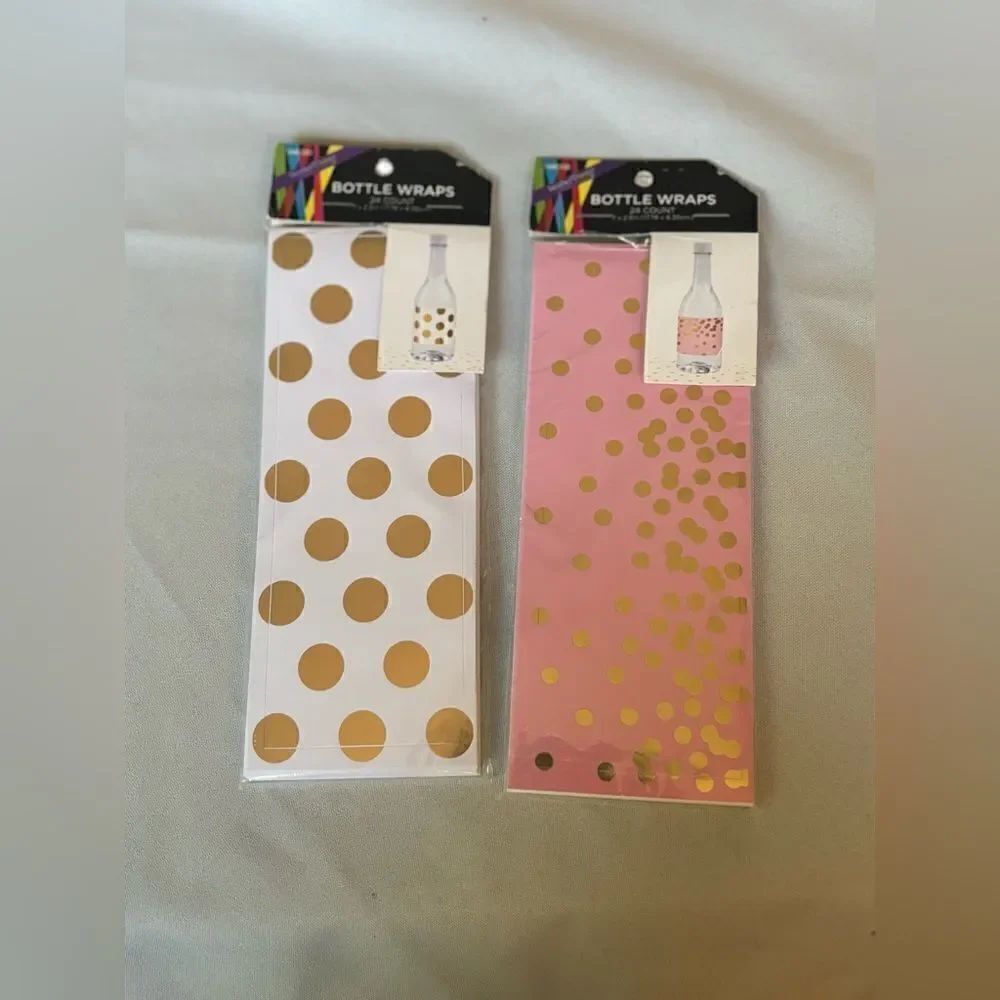 2.5” NEW Gold Polka Dot Bottle Wraps Set of 2